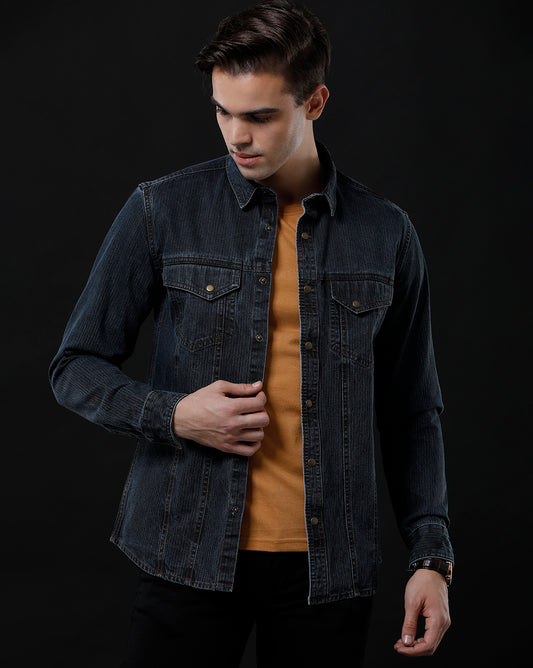 Men’s Solid Denim Shacket (APSYS)