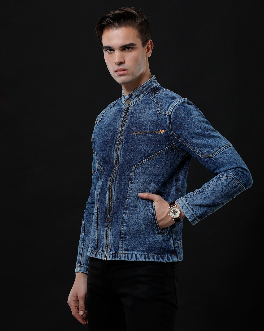 Men’s Denim Biker Jacket (BEXON)