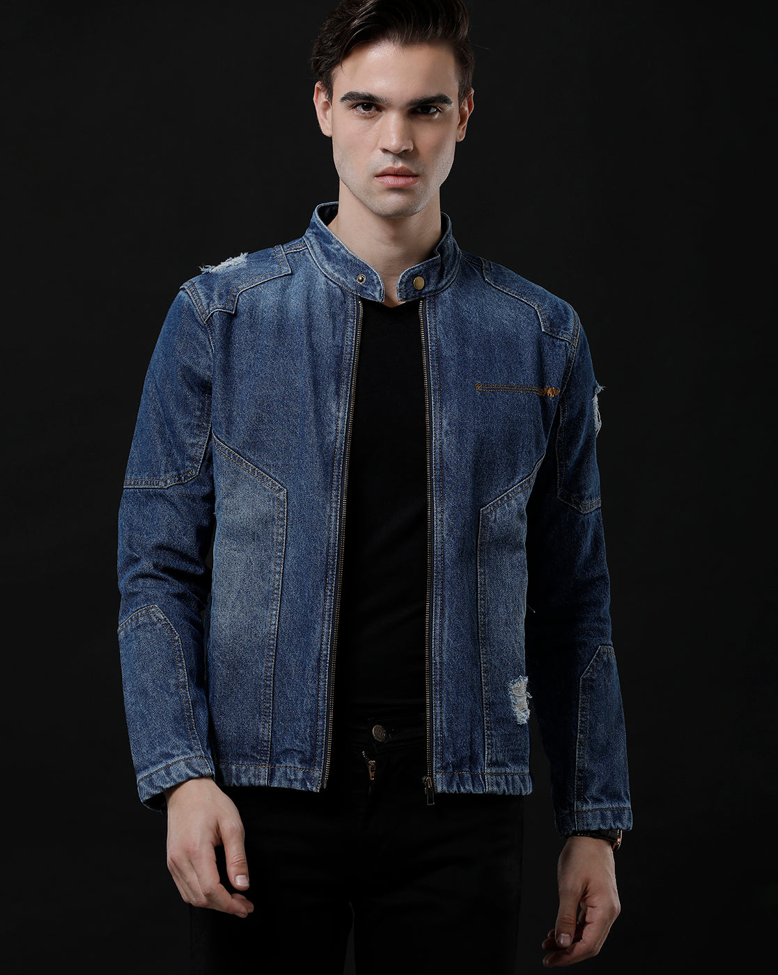 Men’s Denim Biker Jacket (BRETO)