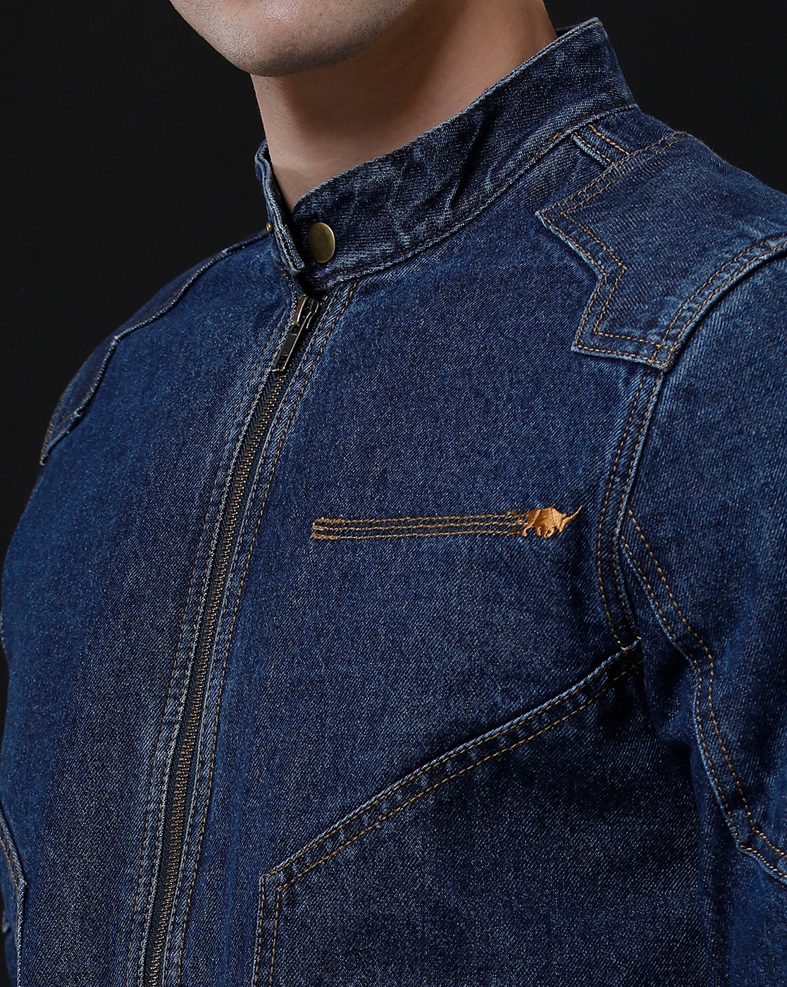 Men’s Denim Biker Jacket (BREWK)