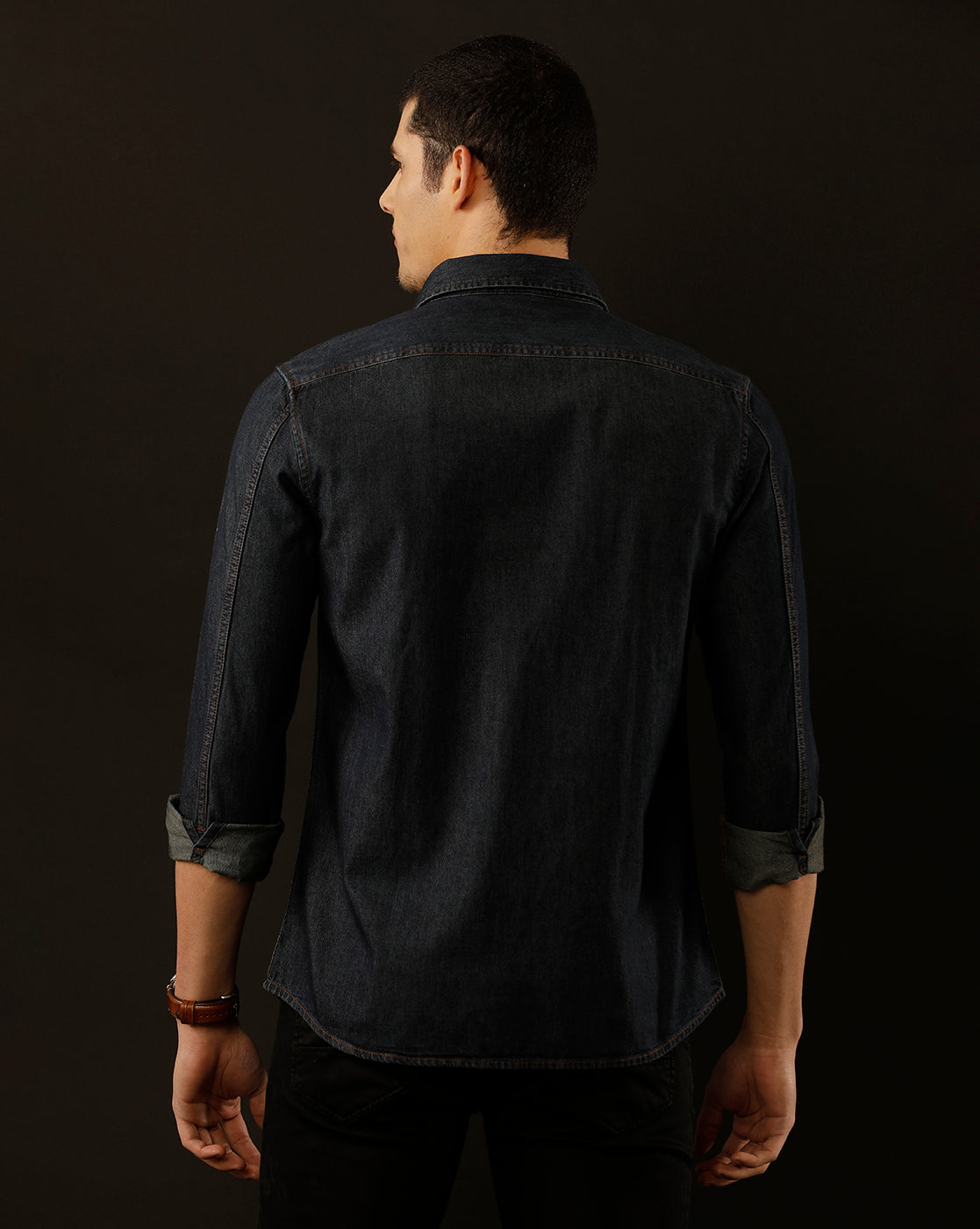 Men's Slim Fit Solid Denim Casual Shirt (COBRA)