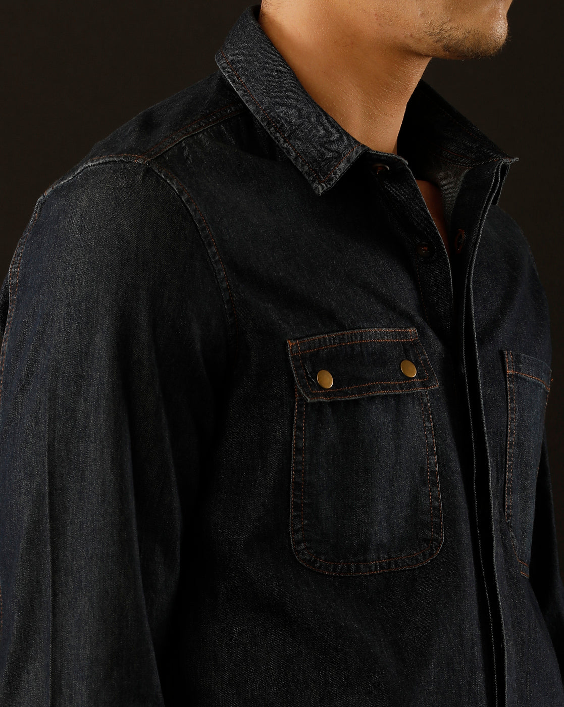 Men's Slim Fit Solid Denim Casual Shirt (COBRA)