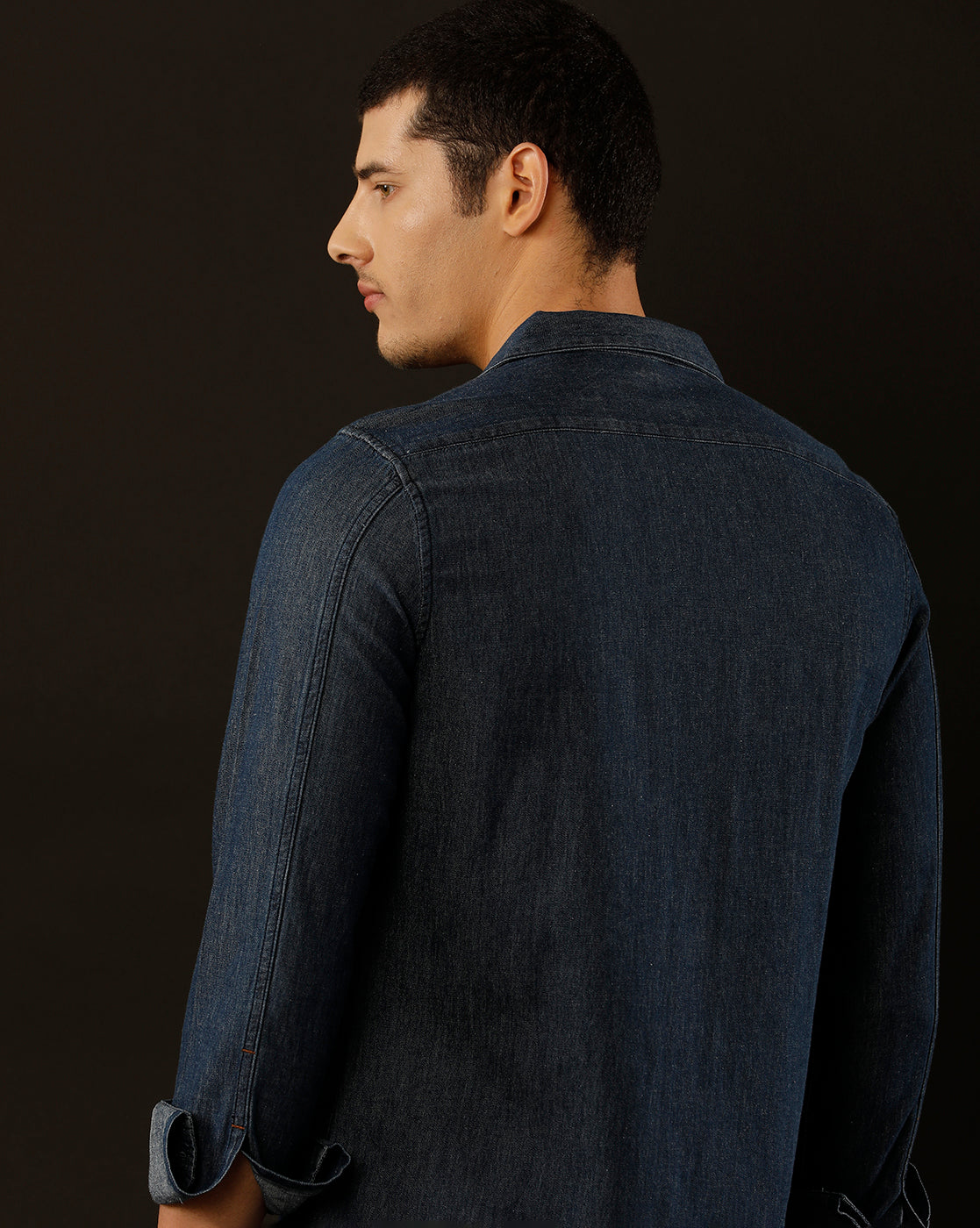 Men's Slim Fit Solid Denim Casual Shirt (CULEX)