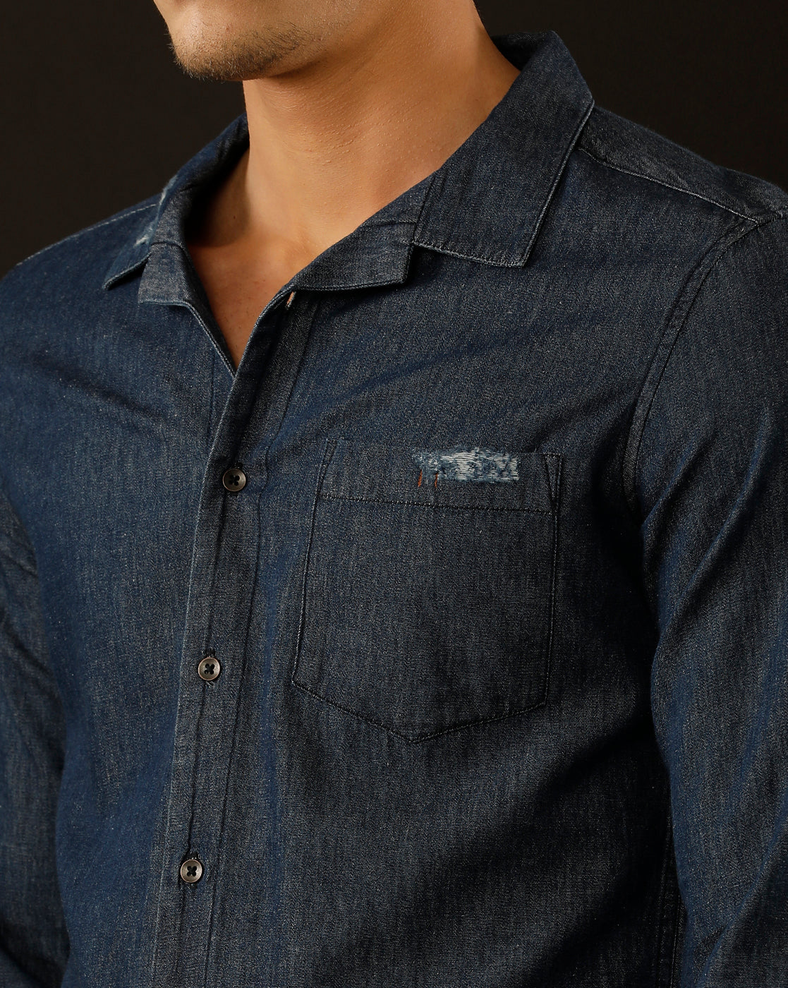 Men's Slim Fit Solid Denim Casual Shirt (CULEX)