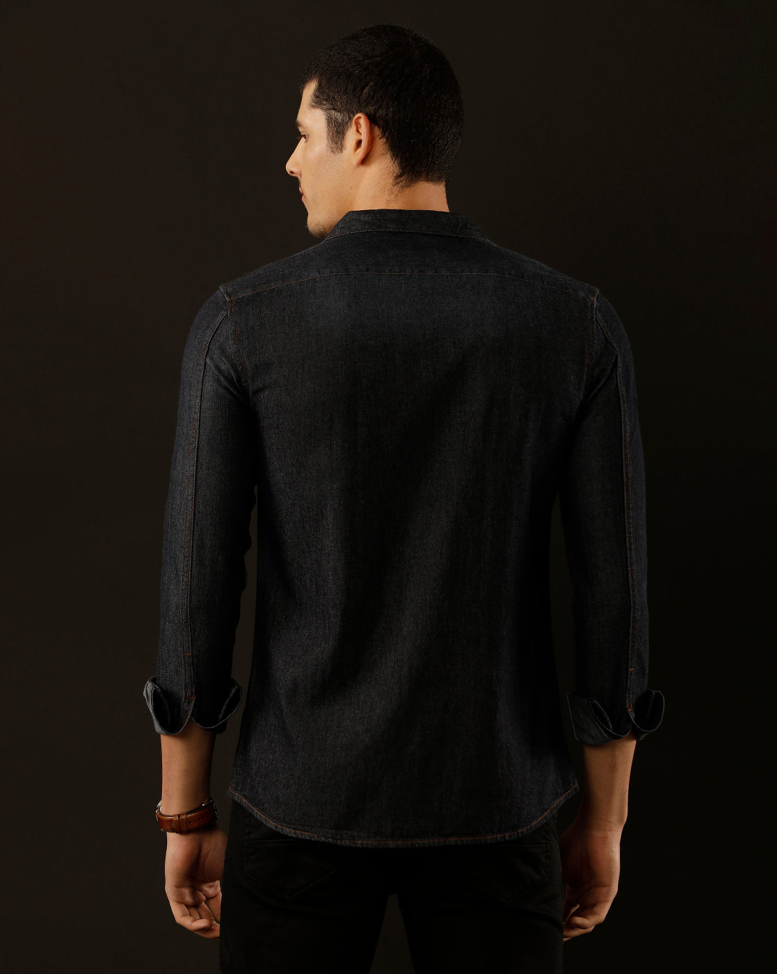 Men's Slim Fit Solid Denim Casual Shirt (CUNGS)