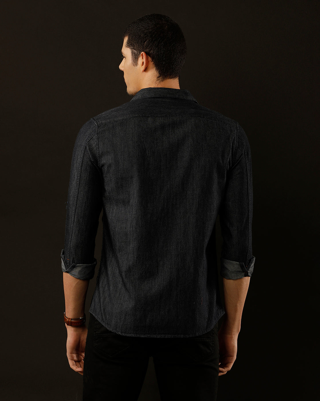 Men's Slim Fit Solid Denim Casual Shirt (CUSAN)