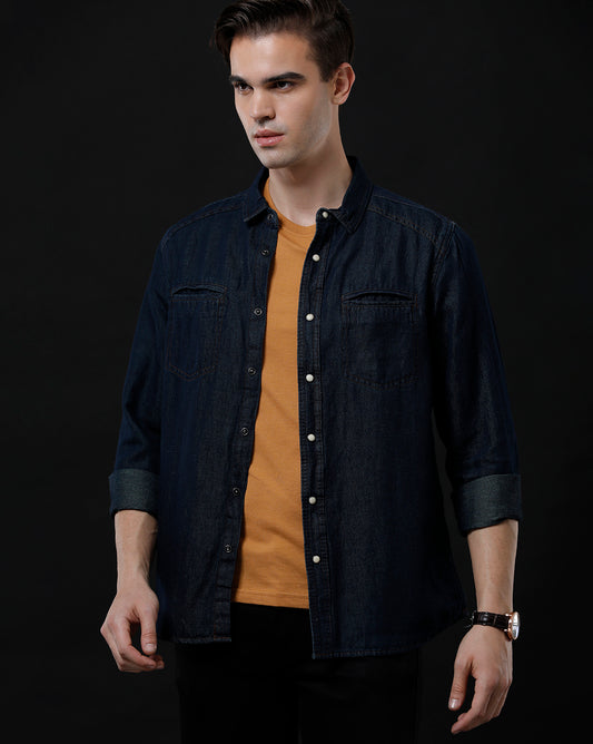 Men’s Solid Denim Shacket (DRIGA)
