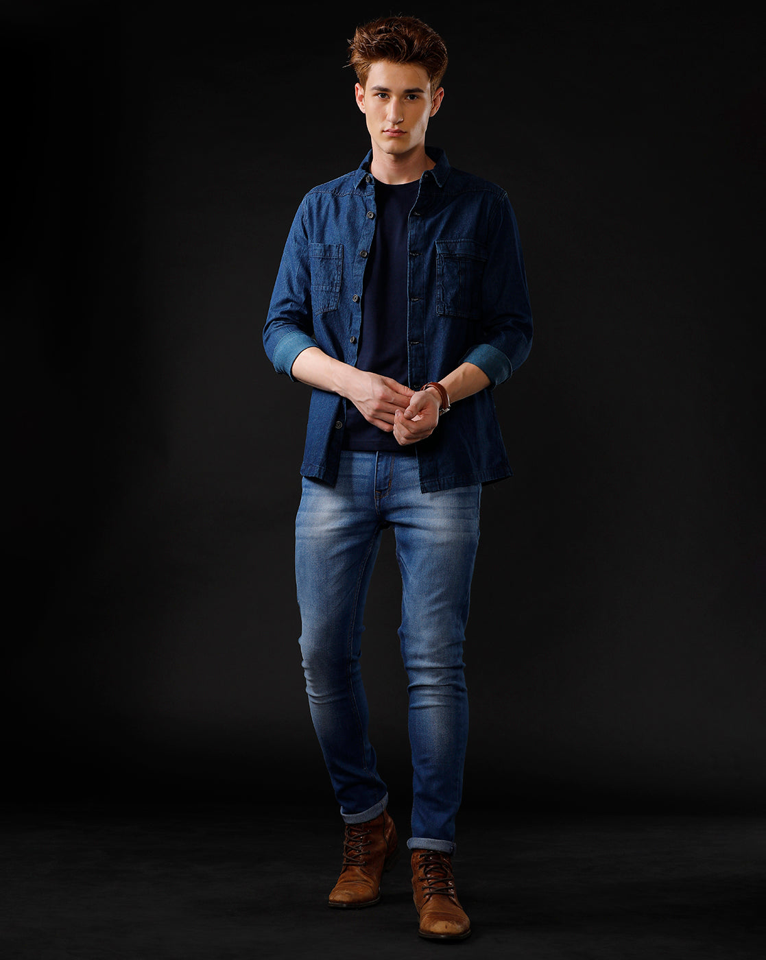 Men’s Solid Denim Shacket (SCEEN)