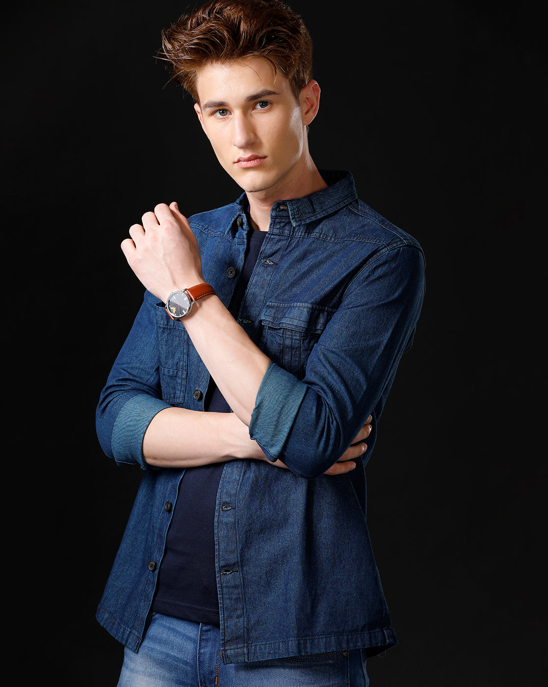 Men’s Solid Denim Shacket (SCEEN)