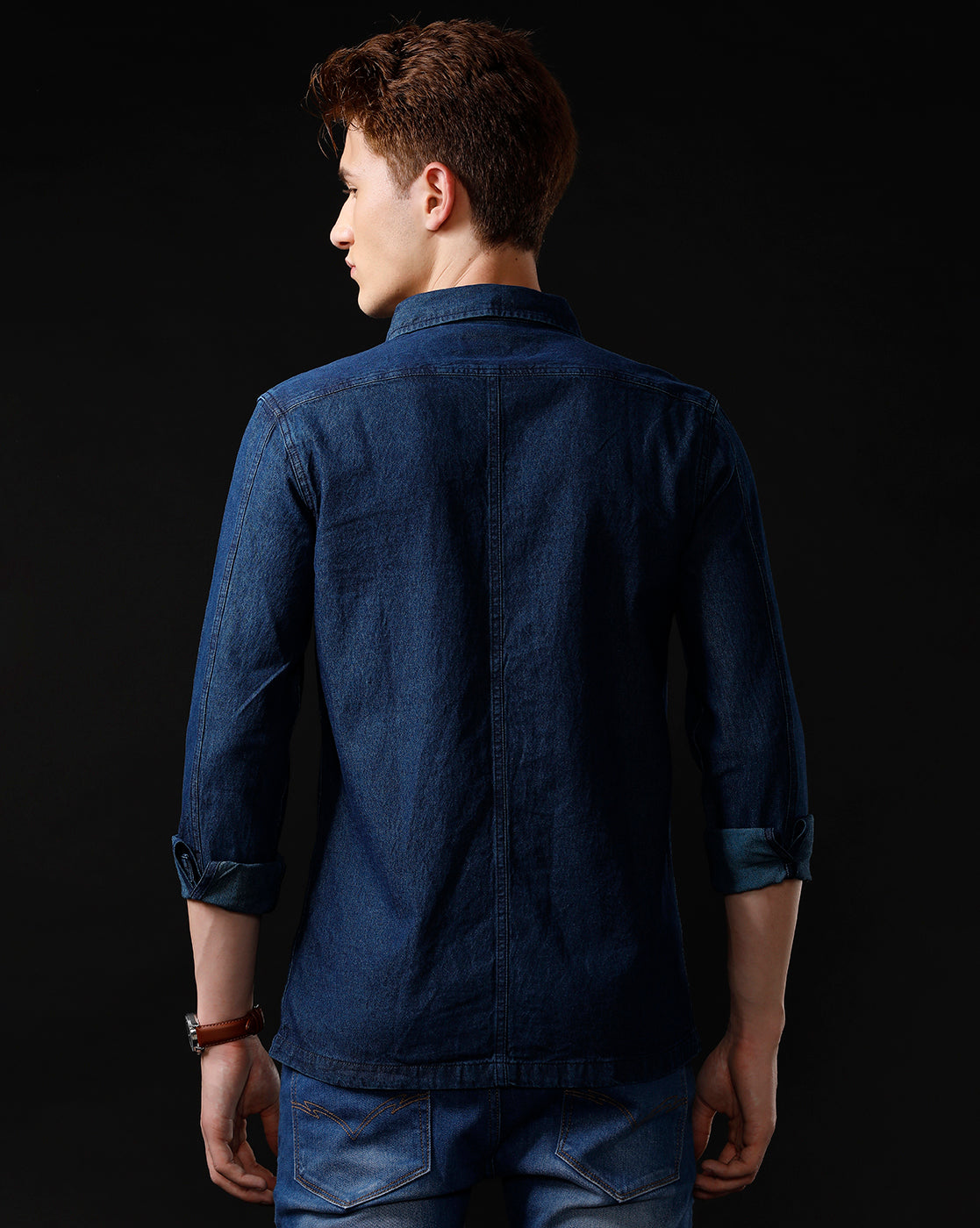 Men’s Solid Denim Shacket (SCEEN)
