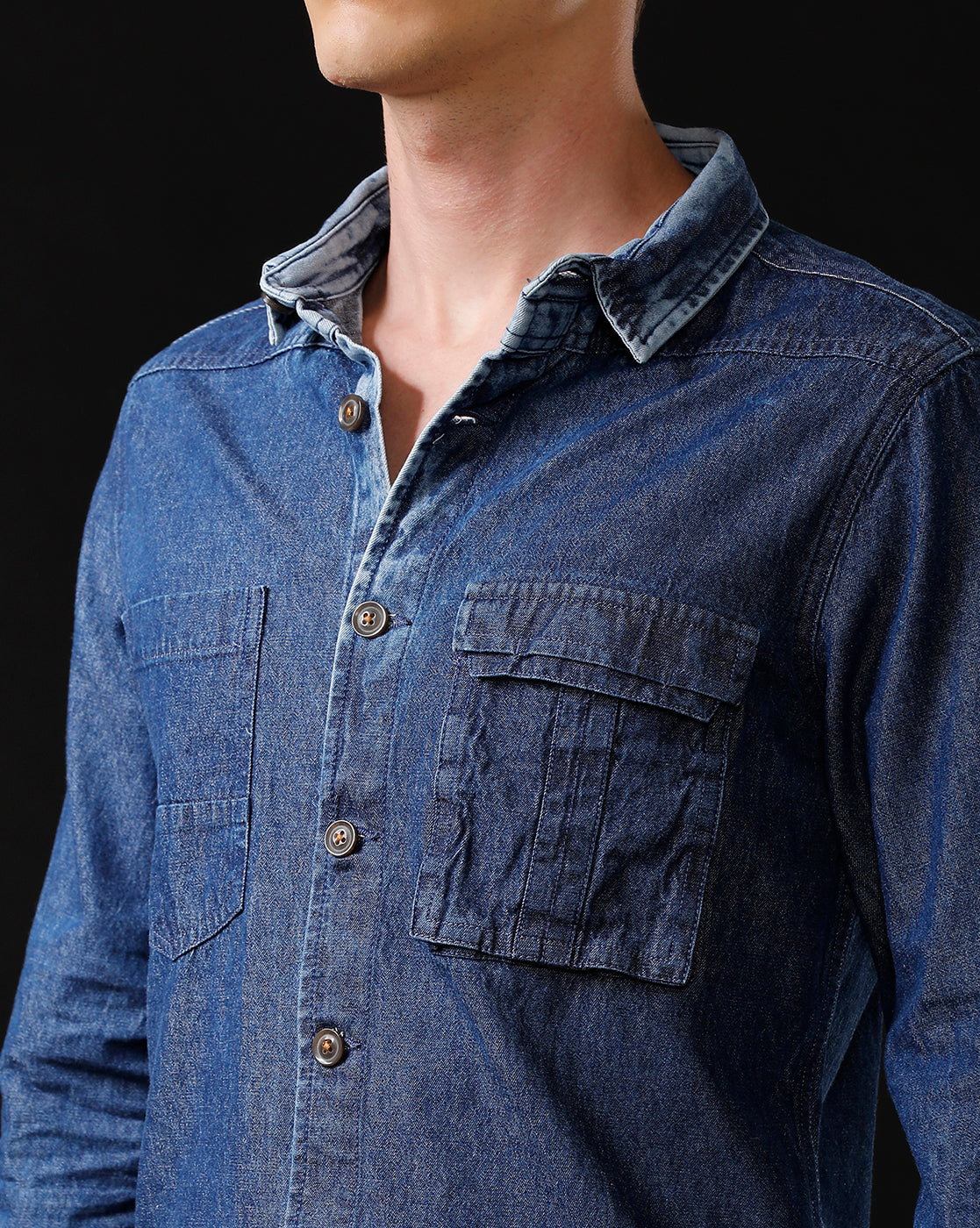 Men’s Solid Denim Shacket (SCALP)