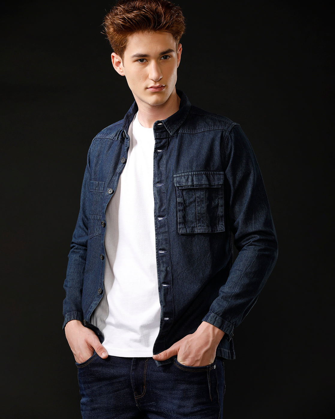 Men’s Solid Denim Shacket (SCION)