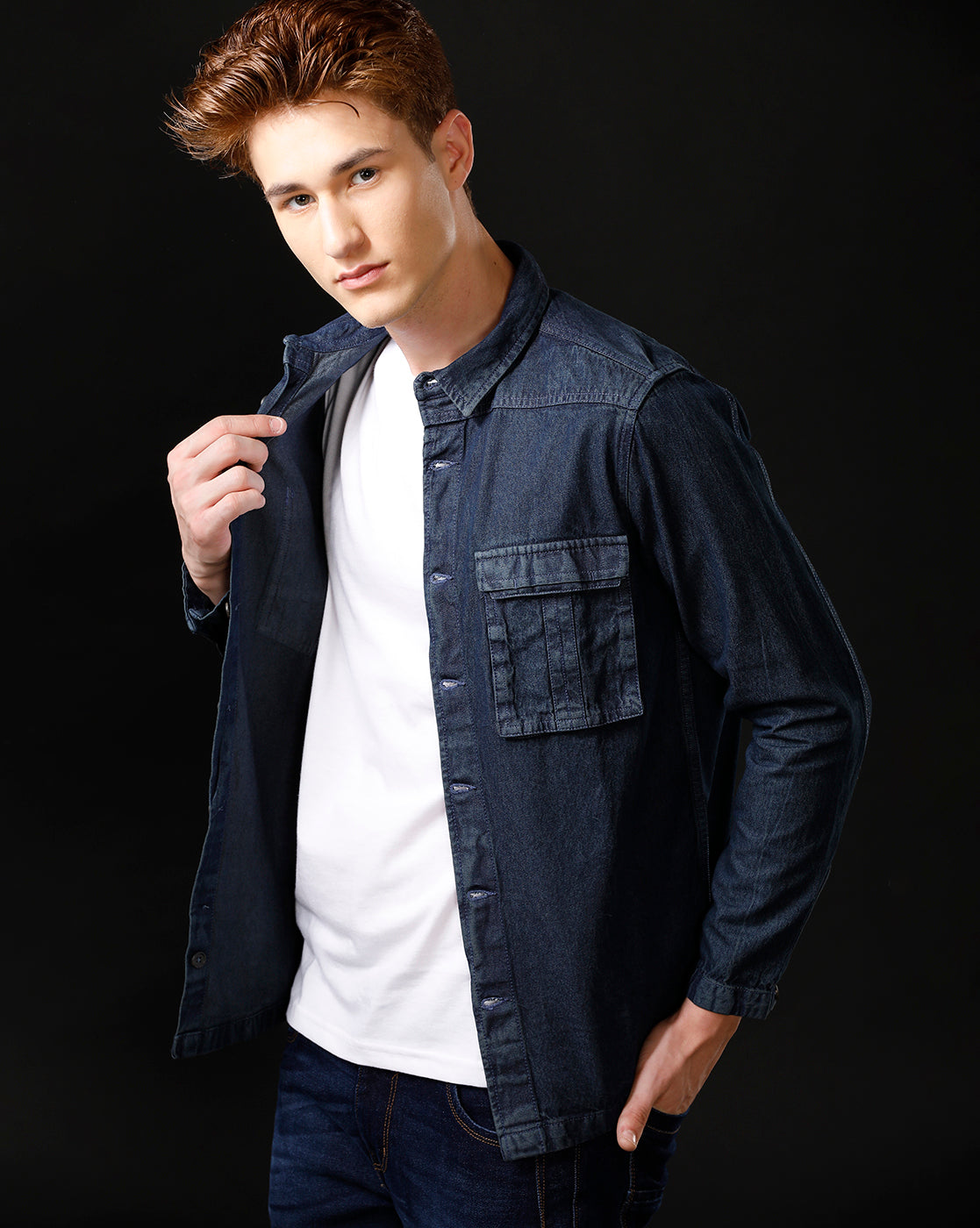 Men’s Solid Denim Shacket (SCION)