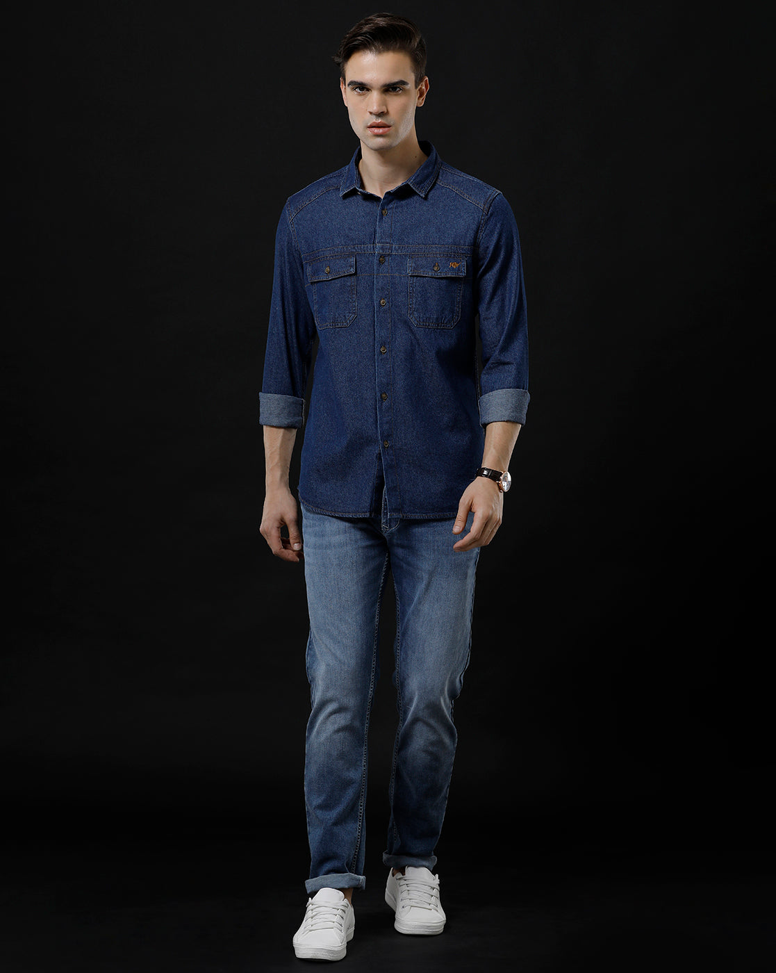 Men's Slim Fit Solid Denim Casual Shirt (SEBAS)