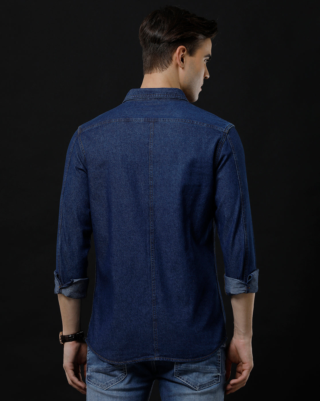 Men's Slim Fit Solid Denim Casual Shirt (SEBAS)