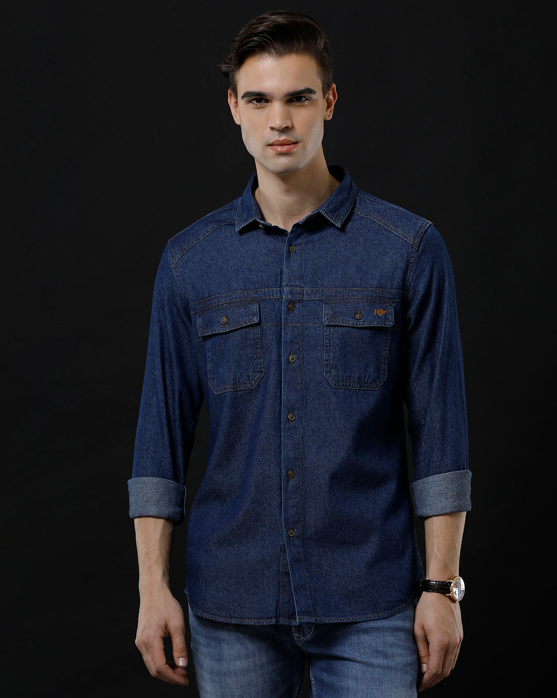 Men's Slim Fit Solid Denim Casual Shirt (SEBAS)