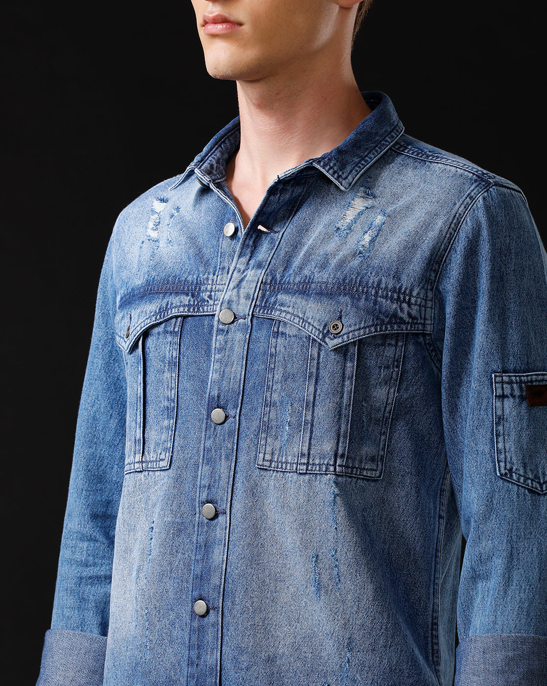 Men’s Solid Denim Shacket (STACK)