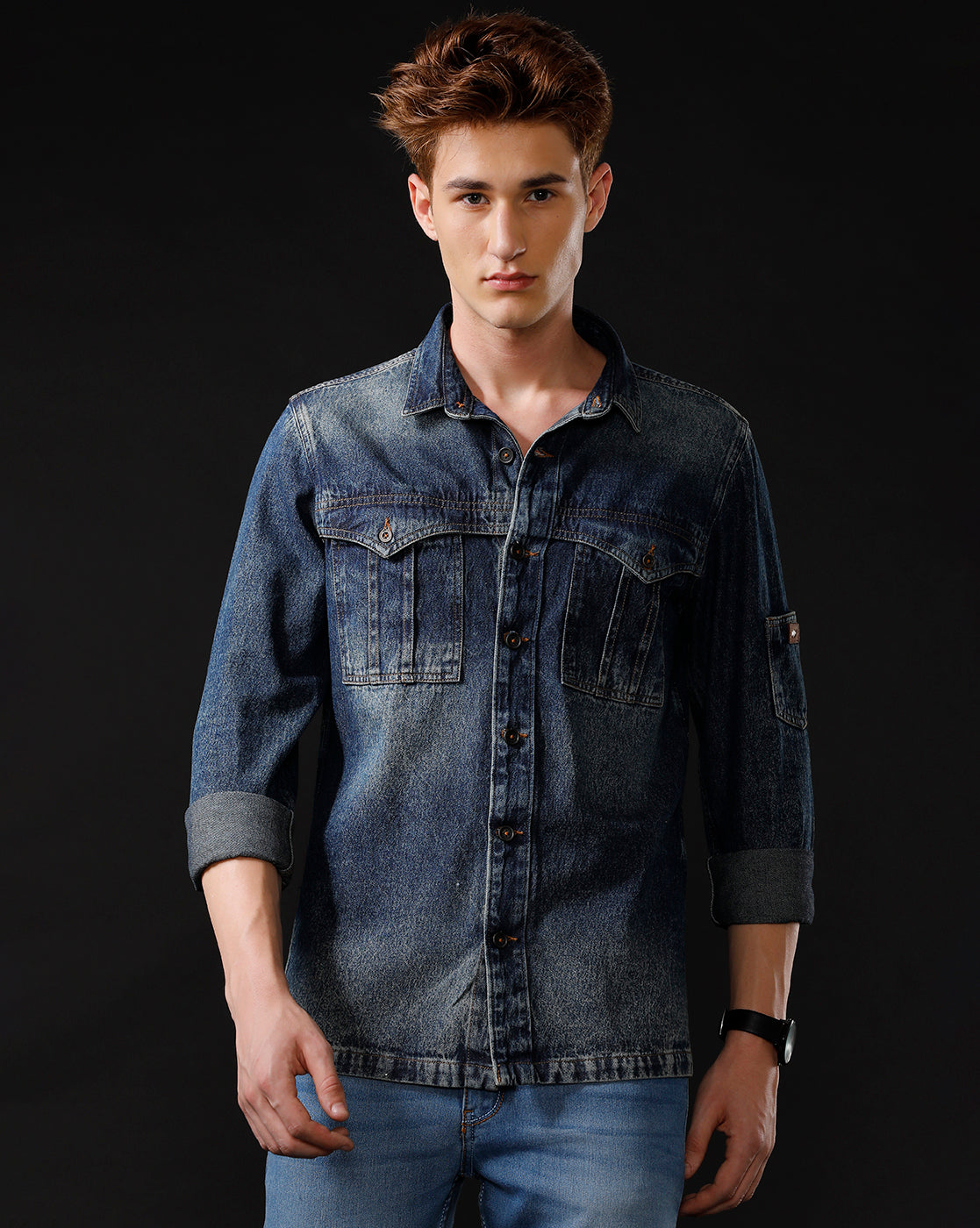 Men’s Solid Denim Shacket (STAGR)