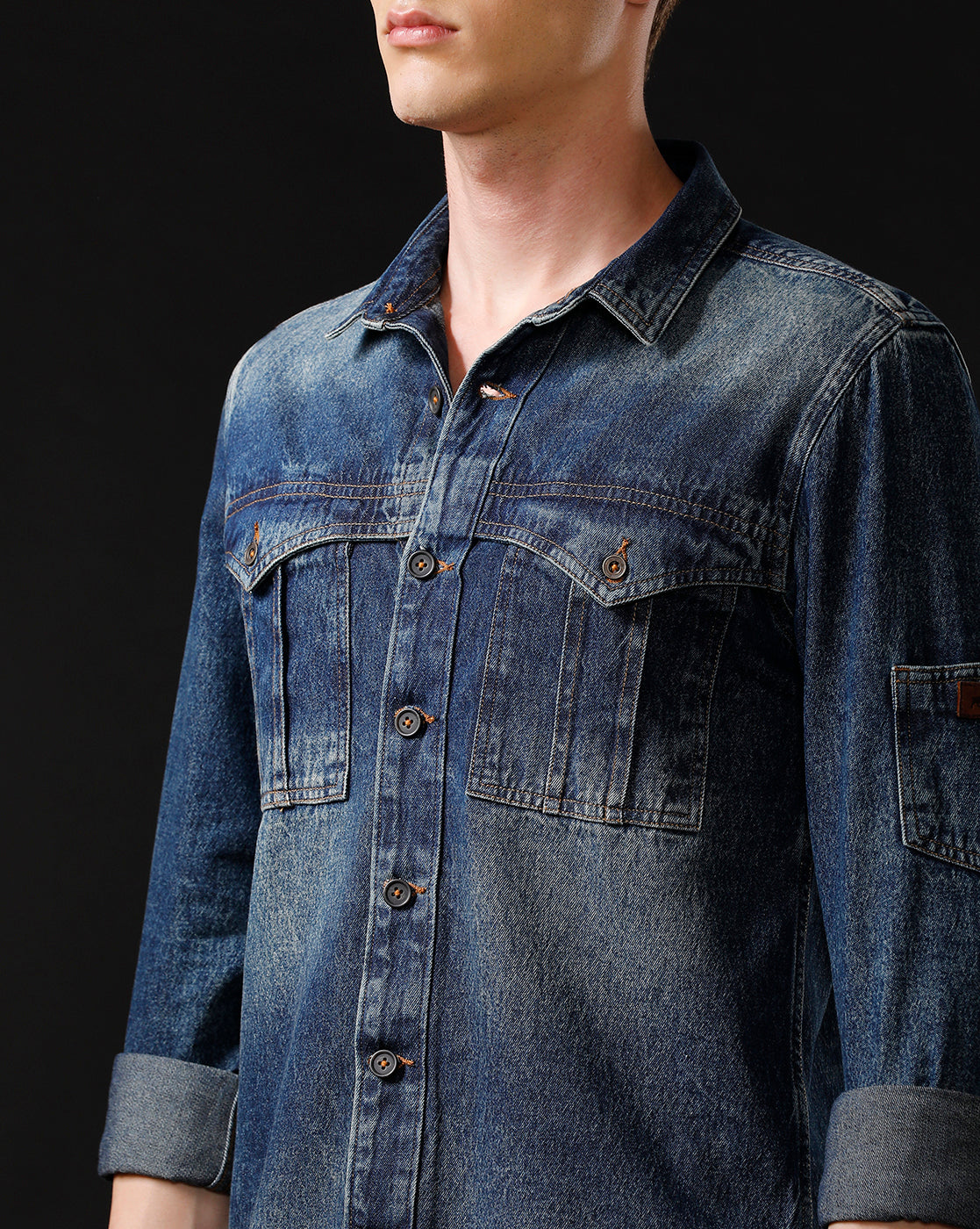 Men’s Solid Denim Shacket (STAGR)
