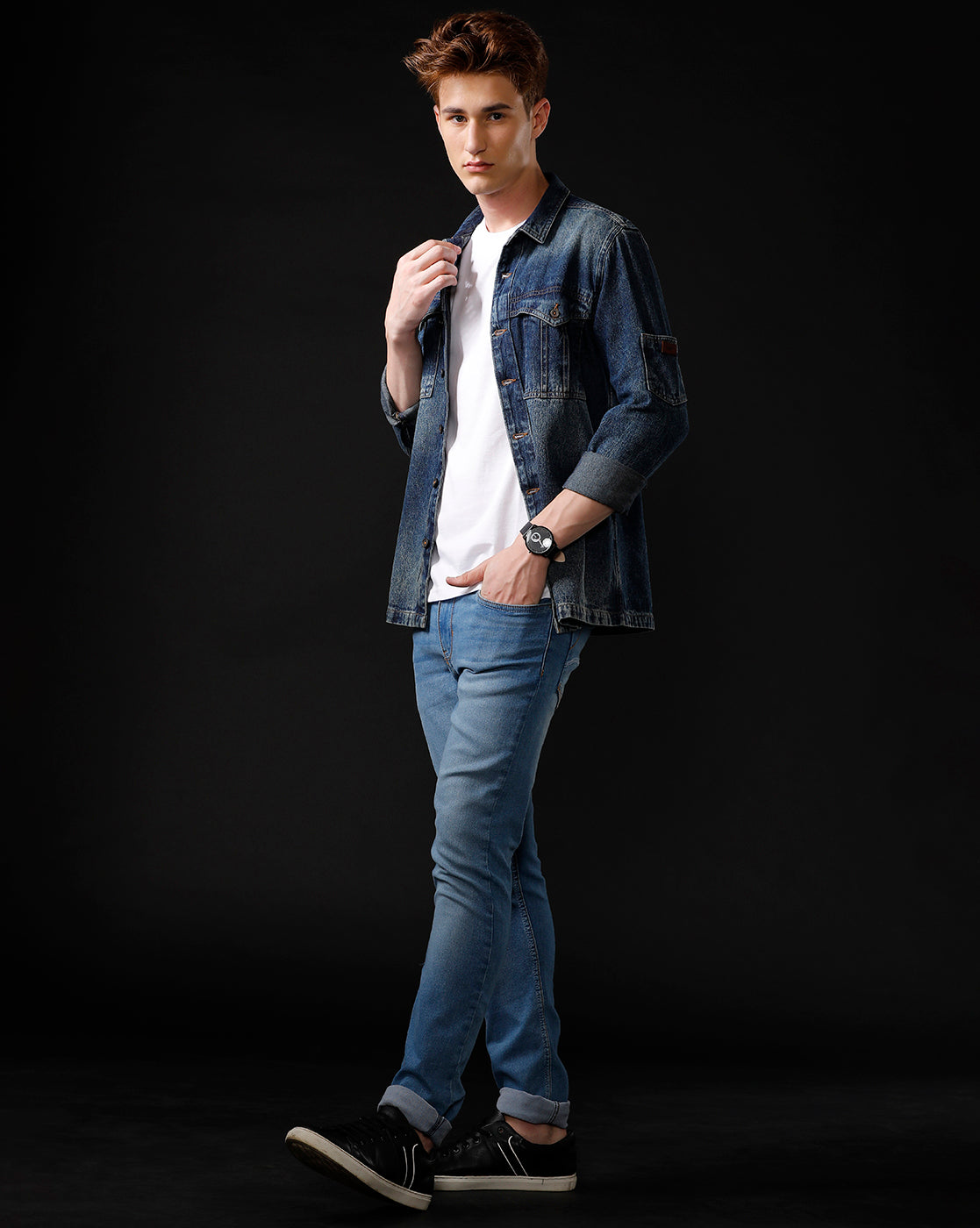 Men’s Solid Denim Shacket (STAGR)