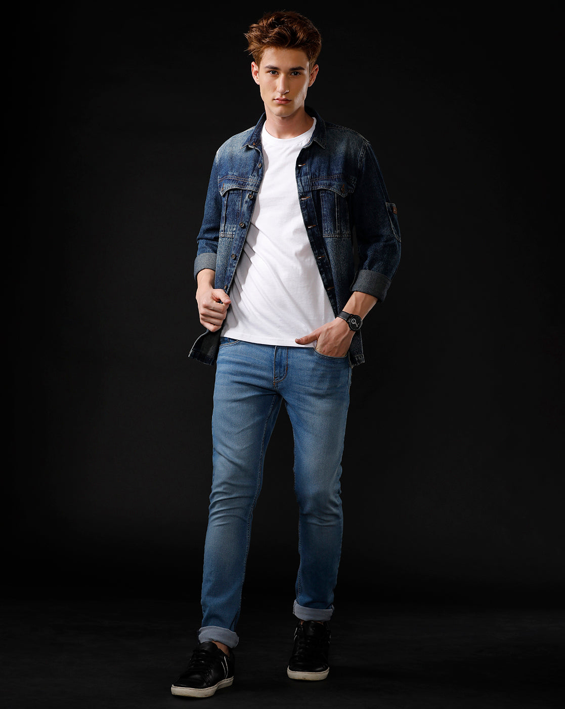 Men’s Solid Denim Shacket (STAGR)
