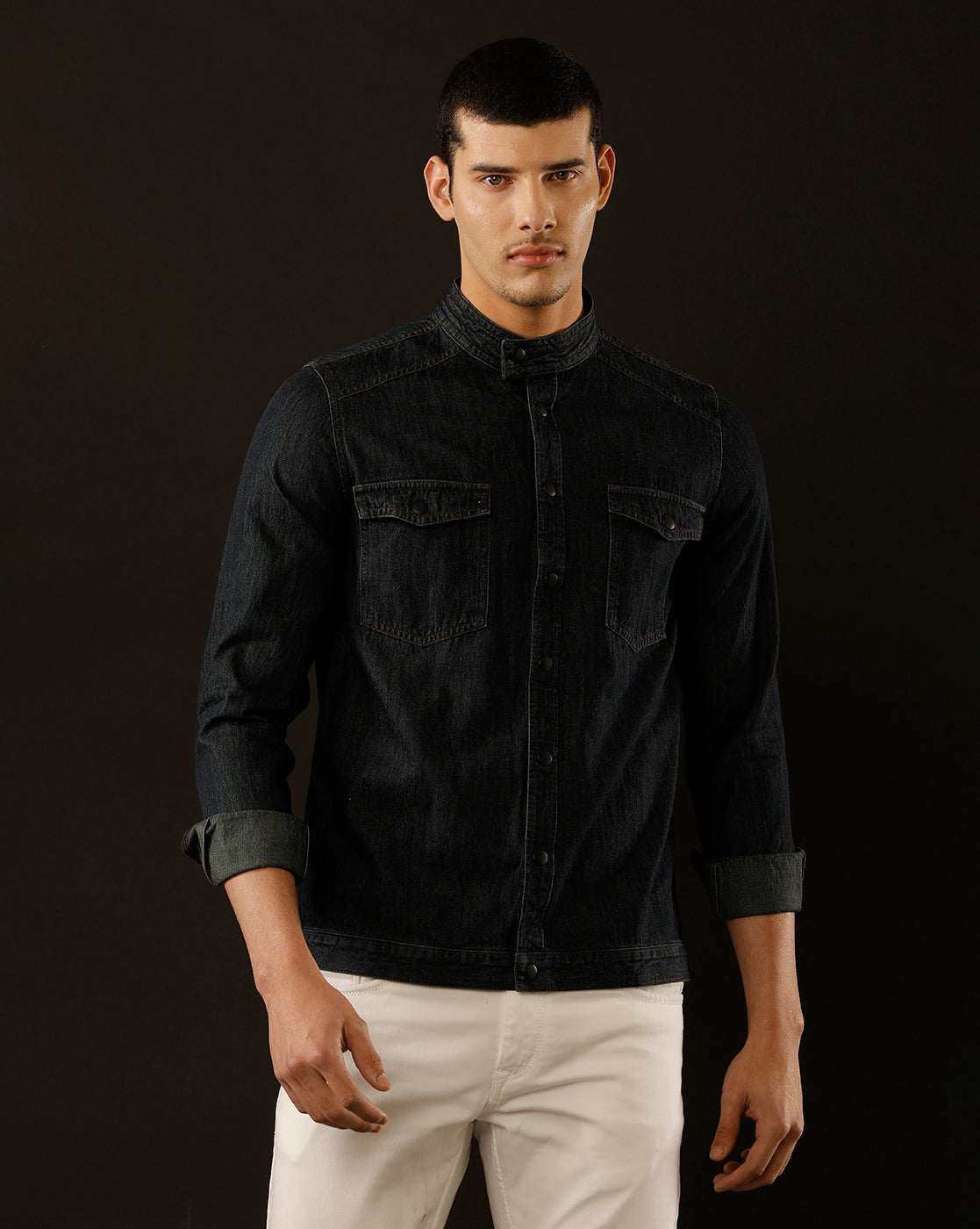 Men’s Solid Denim Shacket (STOAK)
