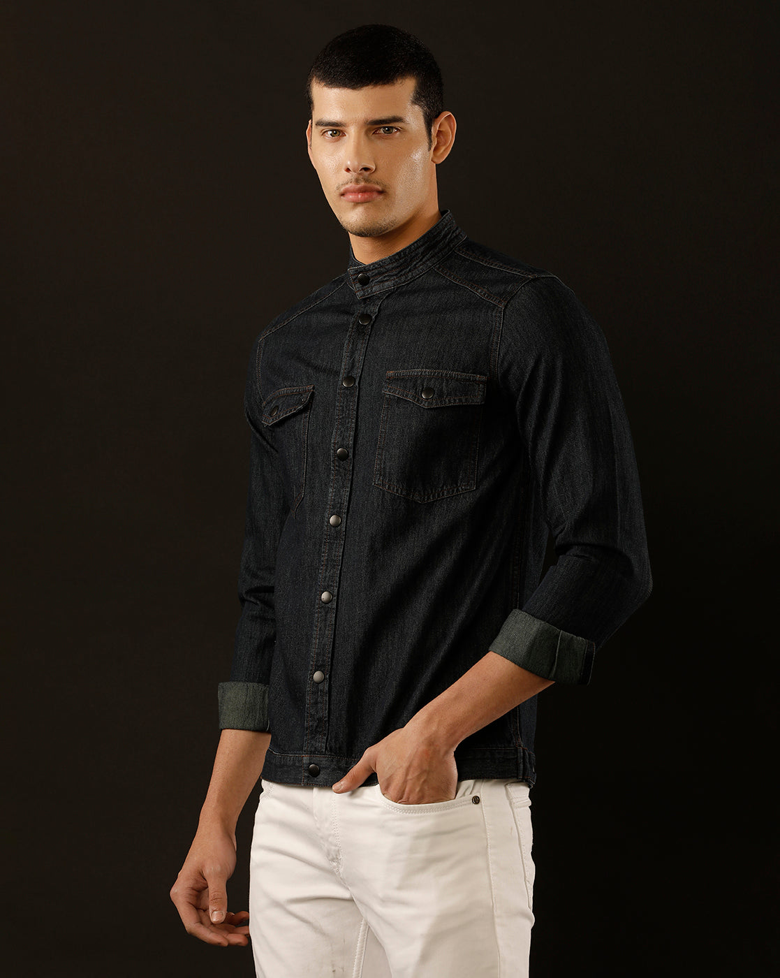 Men’s Solid Denim Shacket (STOAK)