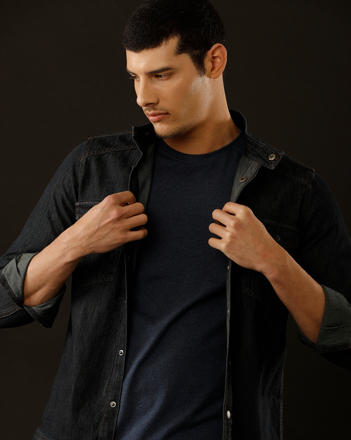 Men’s Solid Denim Shacket (STOAK)