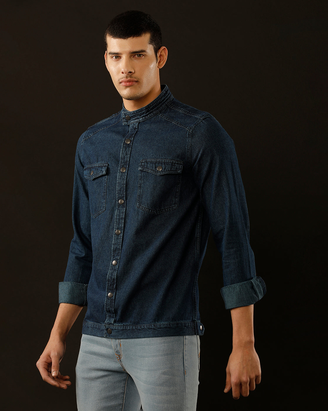 Men’s Solid Denim Shacket (STOAL)