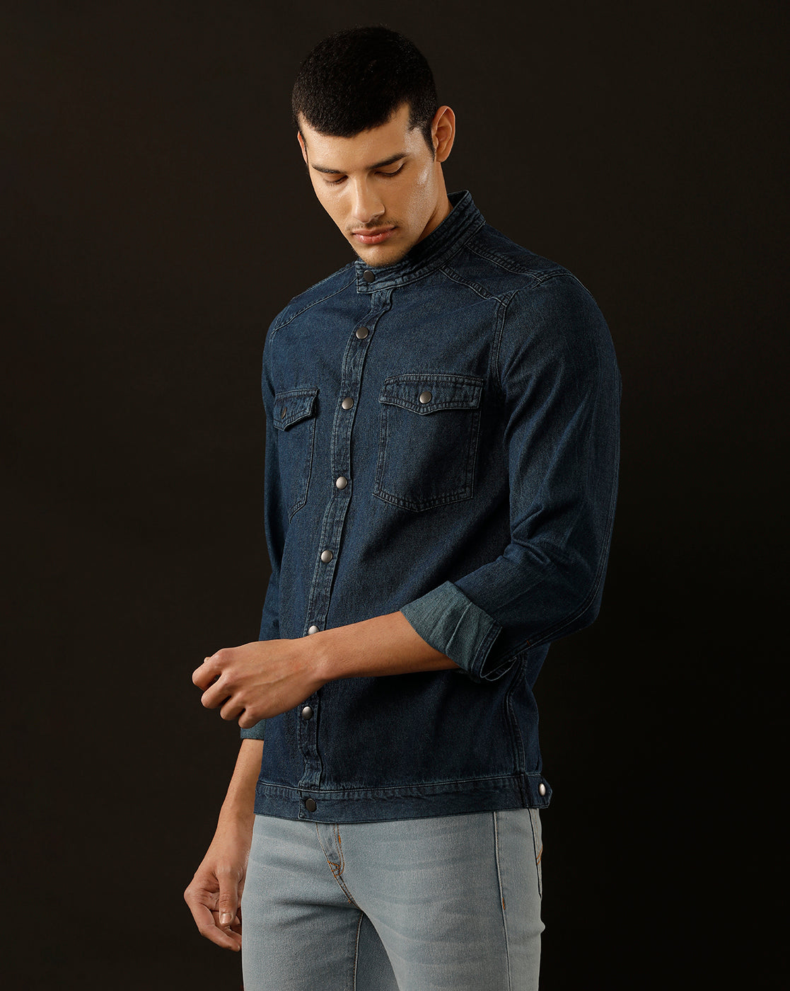 Men’s Solid Denim Shacket (STOAL)