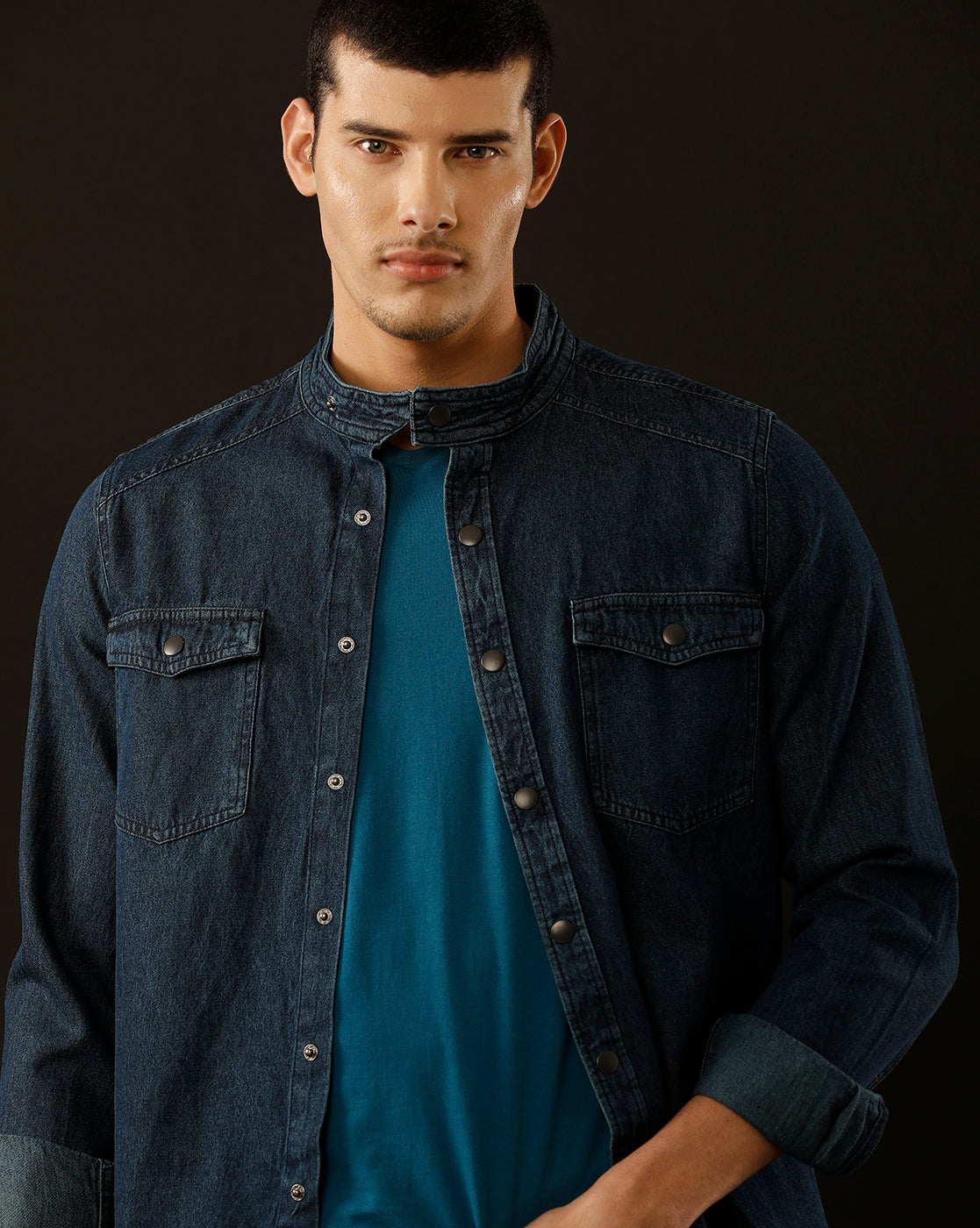 Men’s Solid Denim Shacket (STOAL)