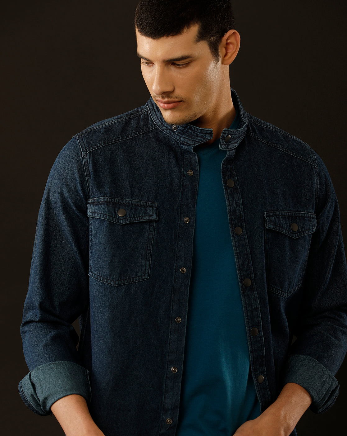 Men’s Solid Denim Shacket (STOAL)