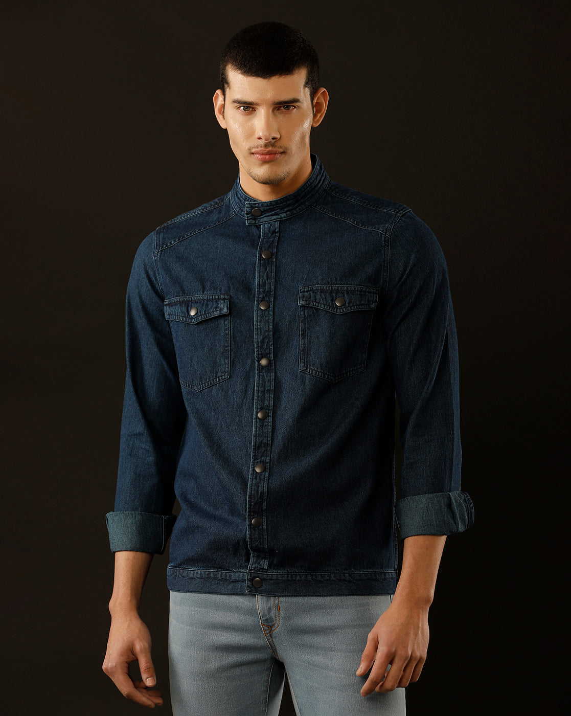 Men’s Solid Denim Shacket (STOAL)