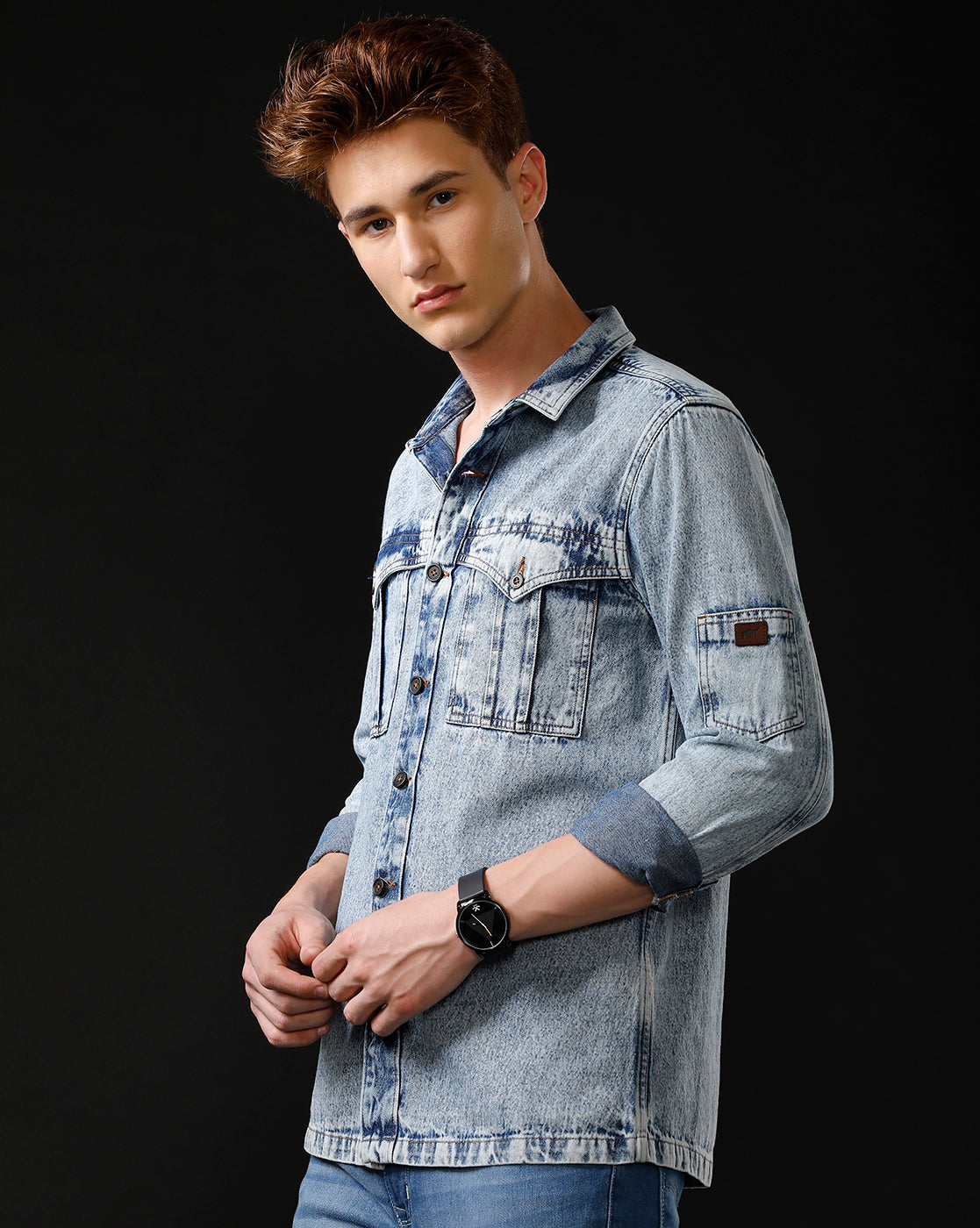 Men’s Solid Denim Shacket (STUNT)