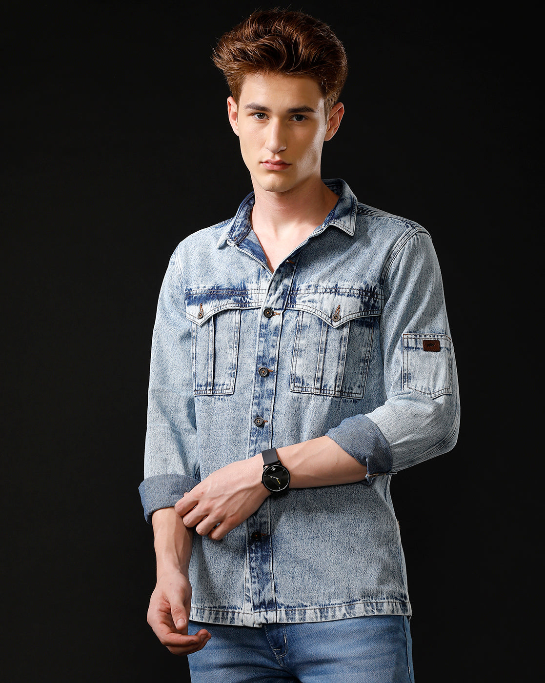 Men’s Solid Denim Shacket (STUNT)