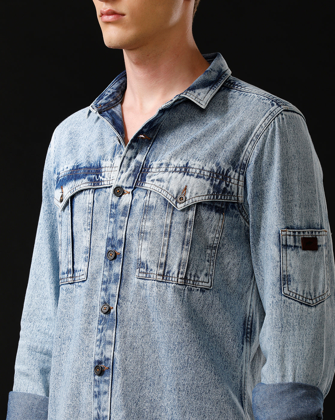 Men’s Solid Denim Shacket (STUNT)