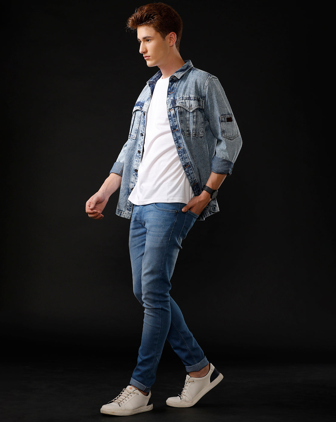 Men’s Solid Denim Shacket (STUNT)