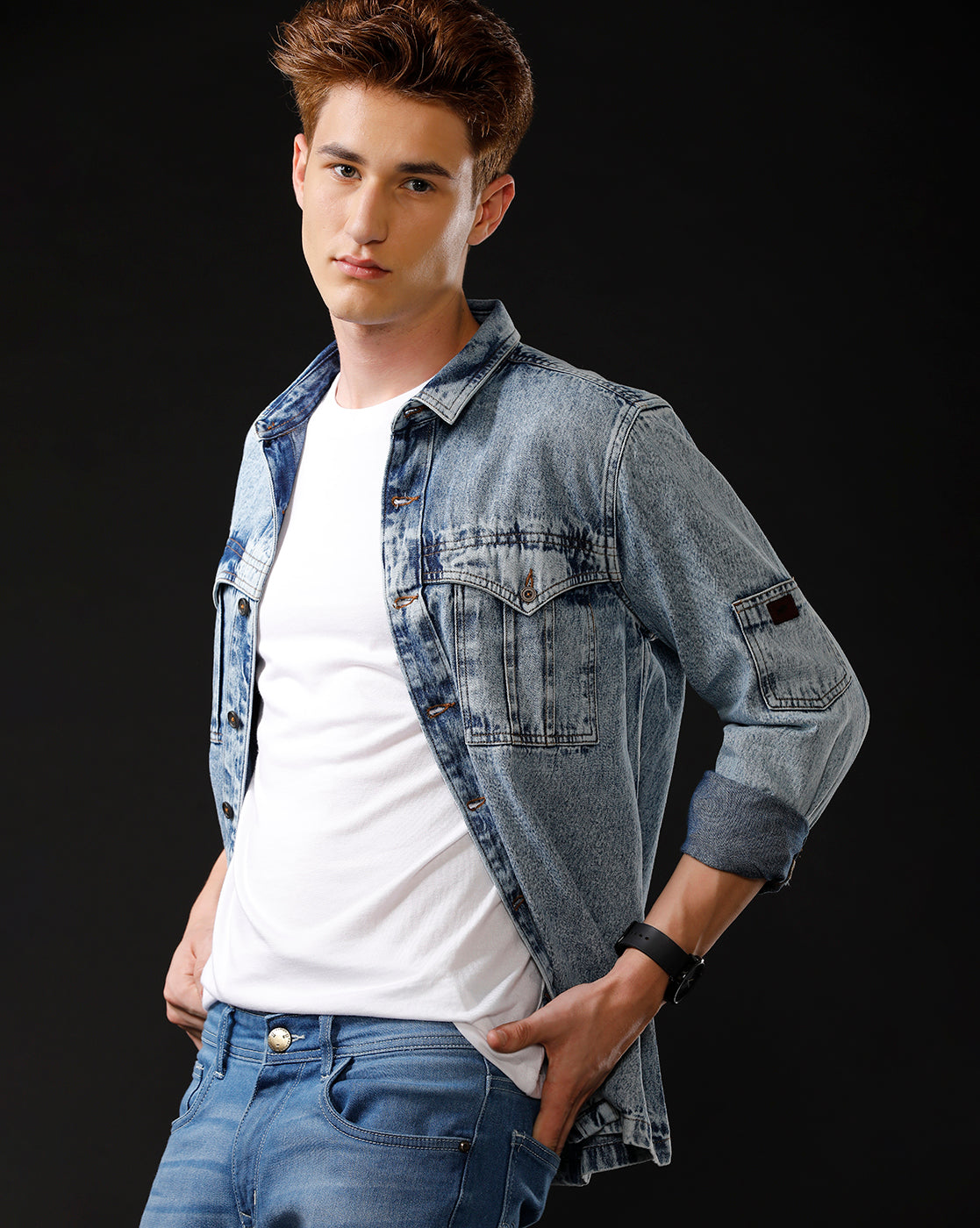 Men’s Solid Denim Shacket (STUNT)
