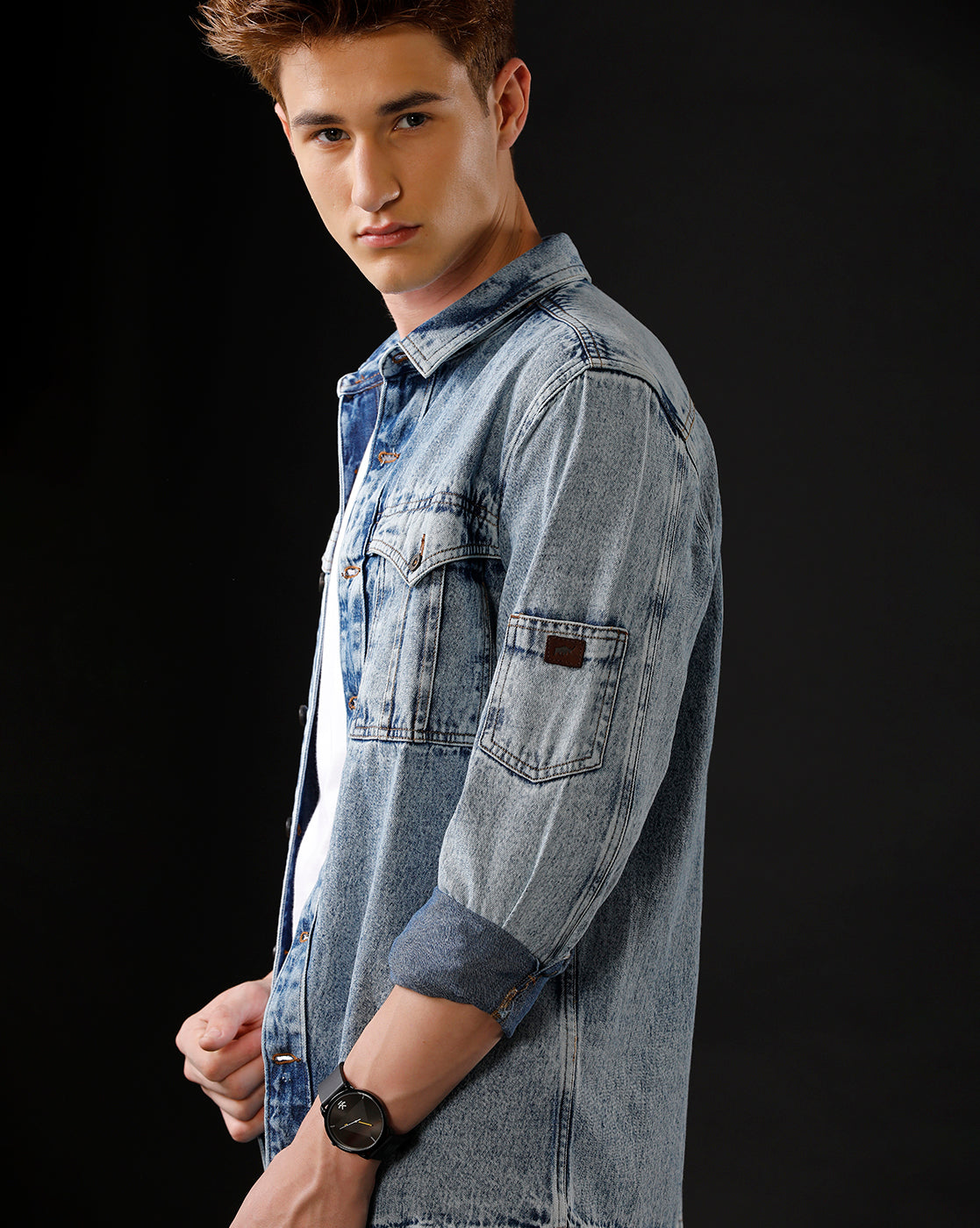 Men’s Solid Denim Shacket (STUNT)