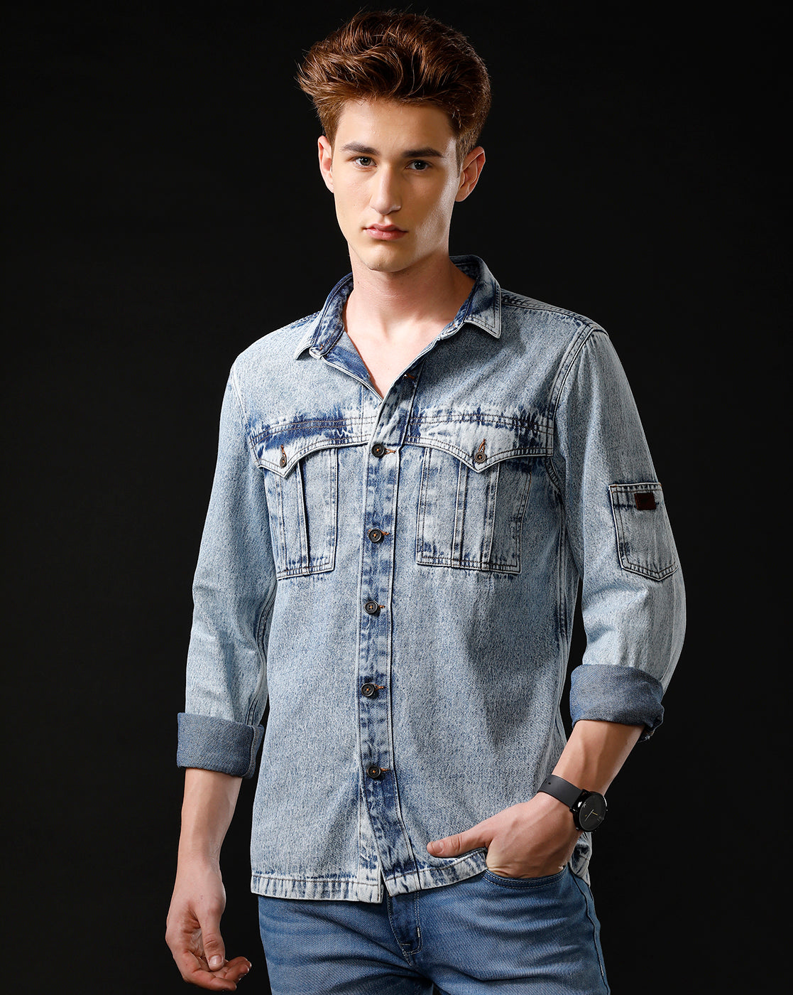 Men’s Solid Denim Shacket (STUNT)