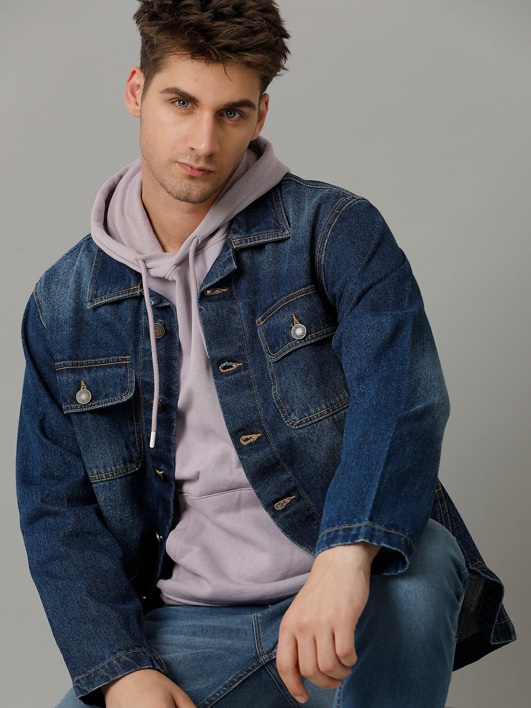 Men’s Loose Fit Denim Tracker Jacket (ZAPS)
