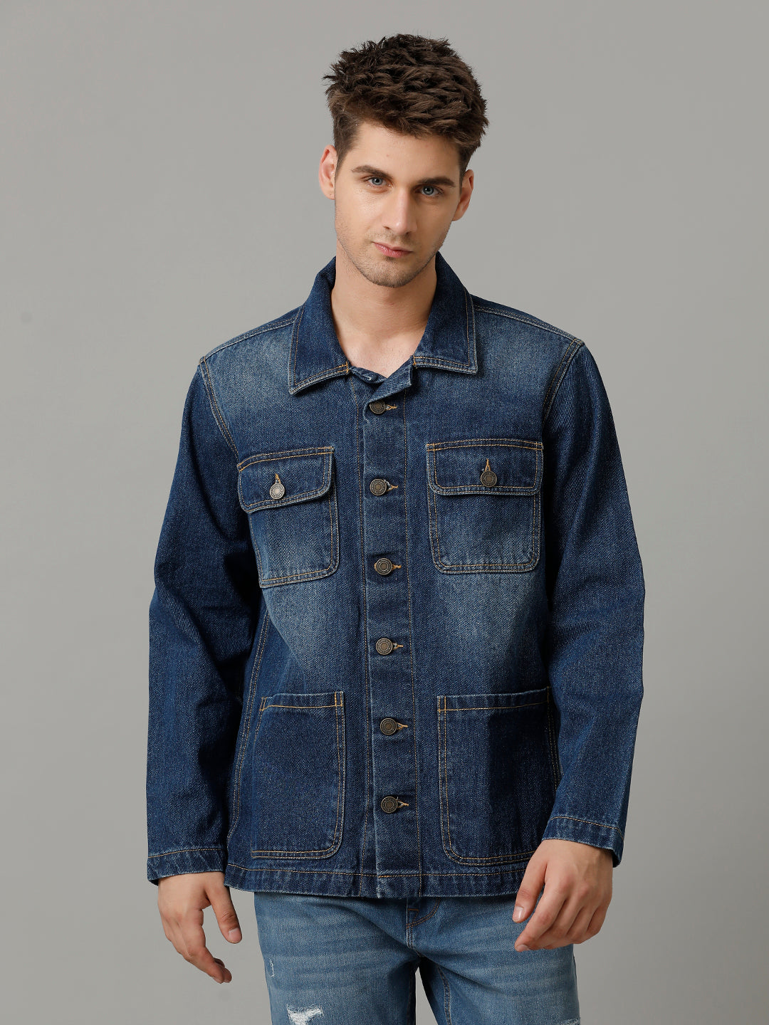 Men’s Loose Fit Denim Tracker Jacket (ZAPS)