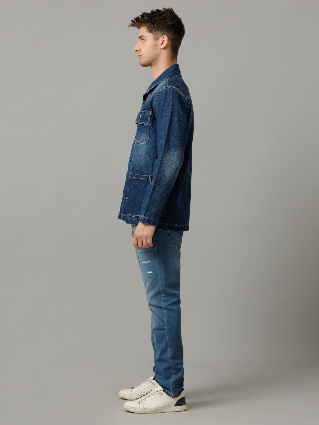Men’s Loose Fit Denim Tracker Jacket (ZAPS)