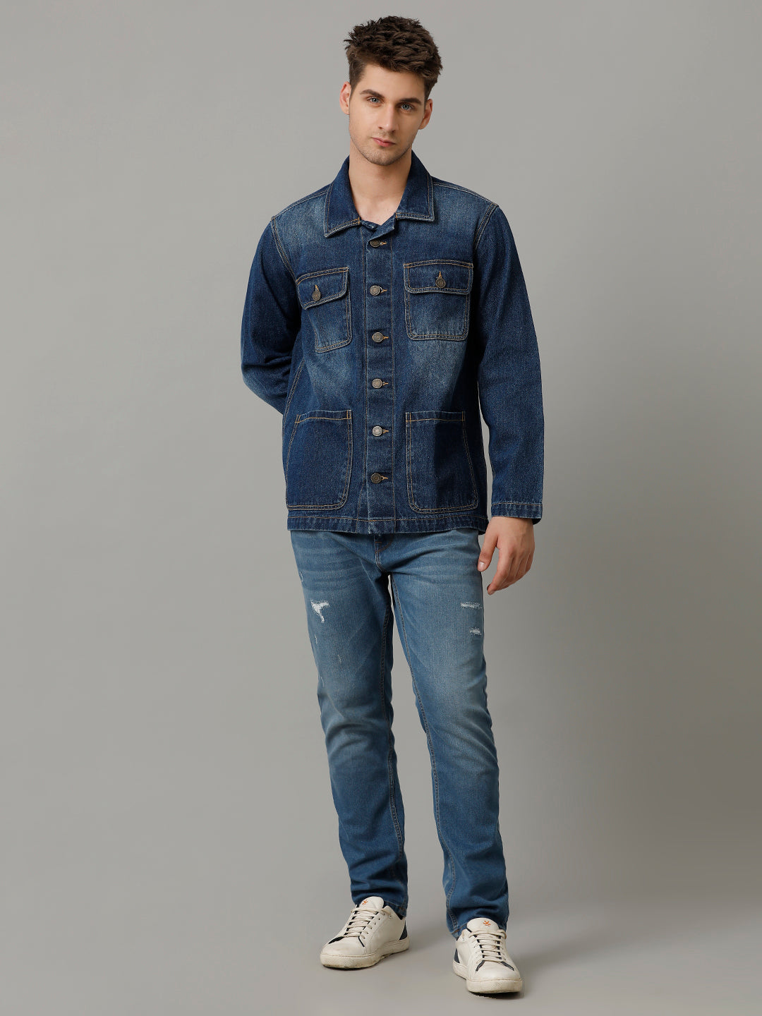 Men’s Loose Fit Denim Tracker Jacket (ZAPS)