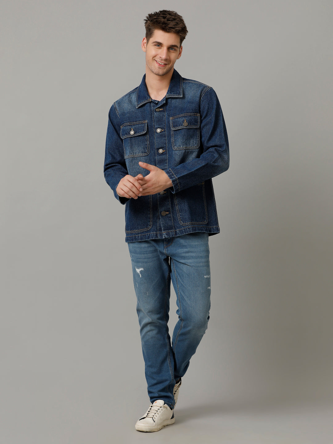 Men’s Loose Fit Denim Tracker Jacket (ZAPS)