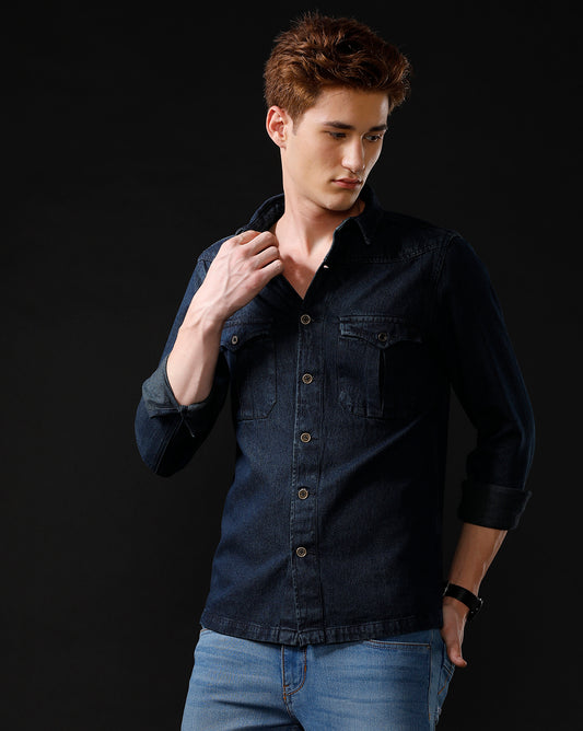 Men’s Solid Denim Shacket (SHAND)