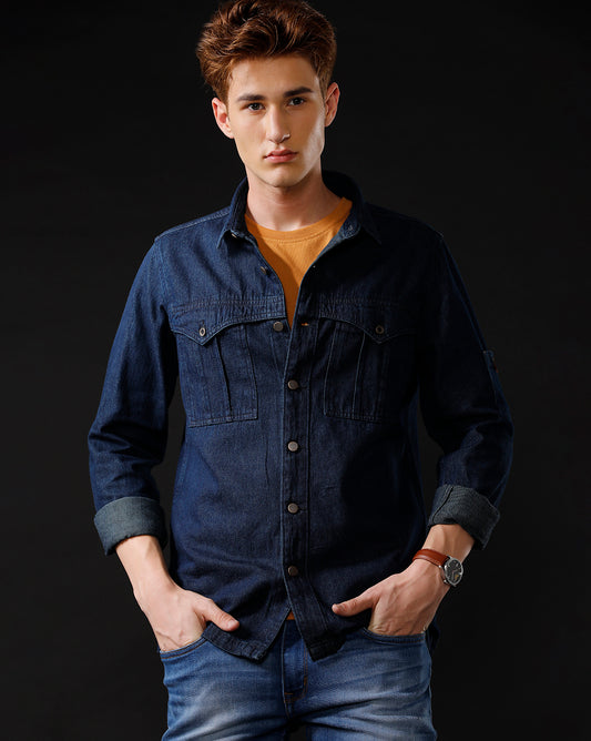 Men’s Solid Denim Shacket (STAGA)
