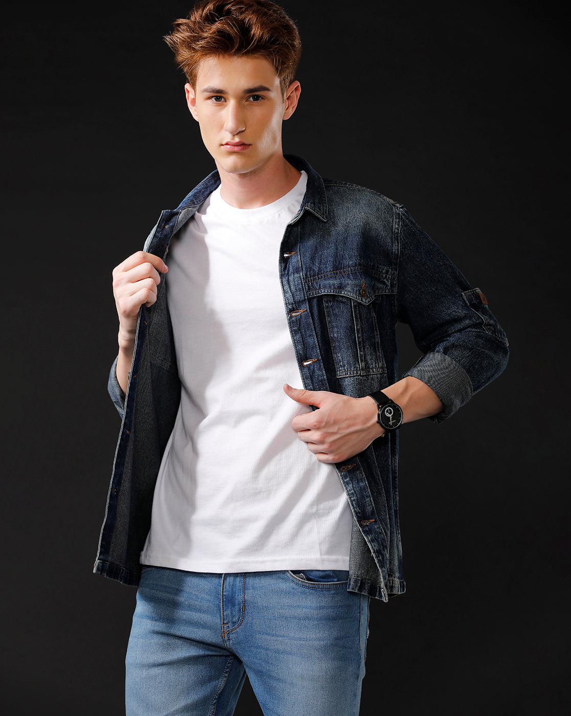 Men’s Solid Denim Shacket (STAGR)