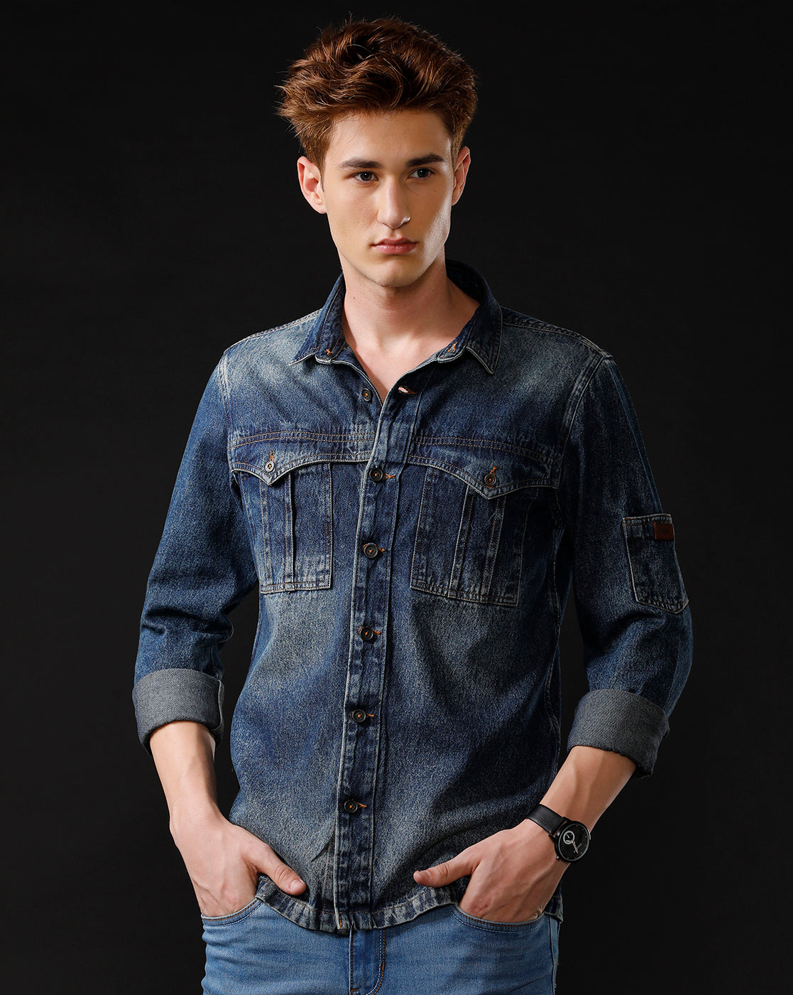 Men’s Solid Denim Shacket (STAGR)