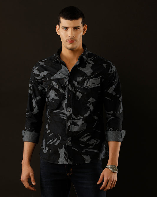 Men’s Solid Denim Shacket (WALKY)